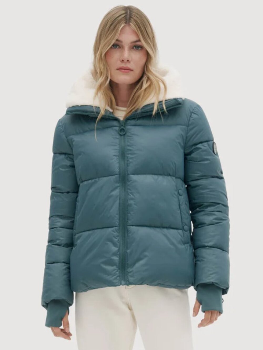 Noize Felicia Short Length Puffer Jacket in Emerald Green Size S / P